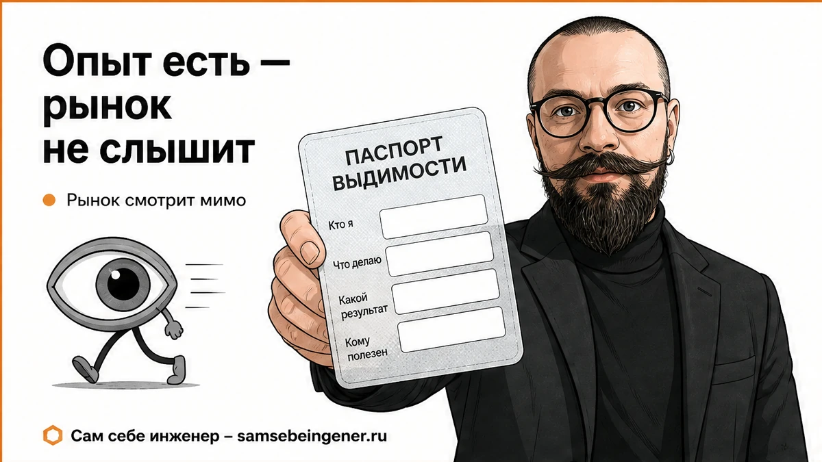 Опыт есть, а рынок не слышит: паспорт видимости эксперта, Никита Куликов, личный бренд, сам себе инженер