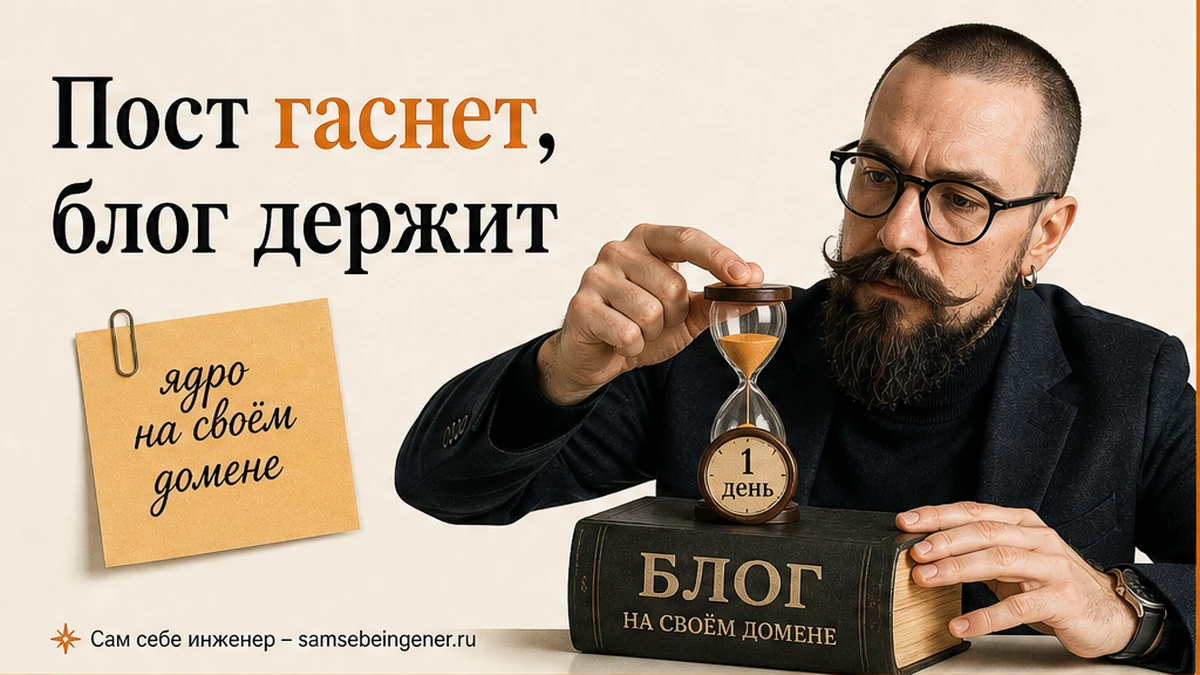 Пост в ленте гаснет за день, статья в блоге работает годами, Никита Куликов, личный бренд, сам себе инженер