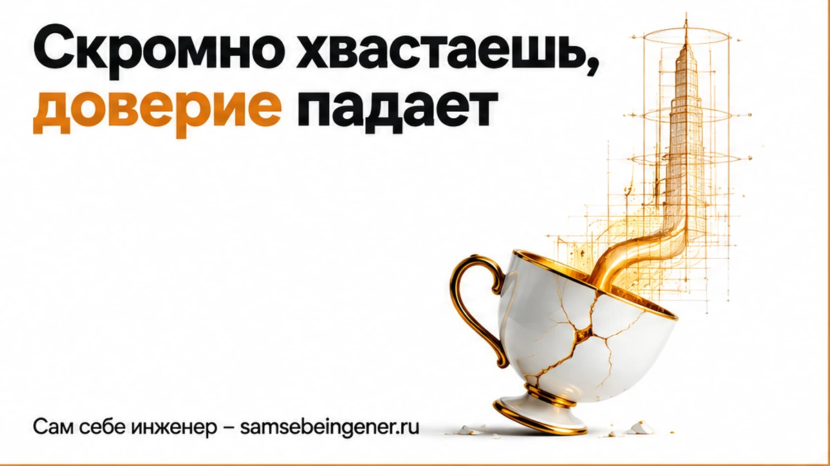 Скромное хвастовство у эксперта бьёт по доверию сильнее, чем разбор задачи, Никита Куликов, личный бренд, сам себе инженер