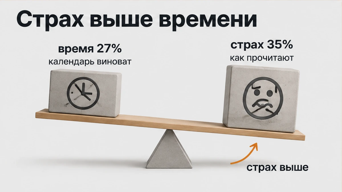 У тех, кто ещё не начал, страх оценки стоит выше жалобы на нехватку времени