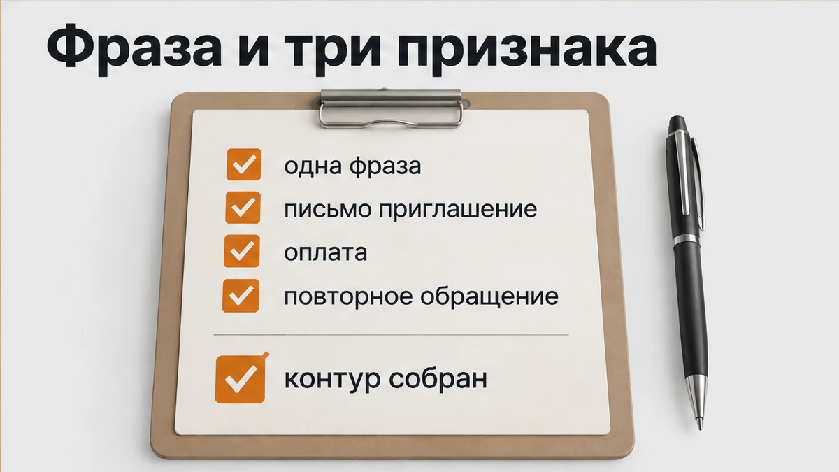 Одна фраза экспертизы и три своих признака: приглашение, оплата и повторное обращение